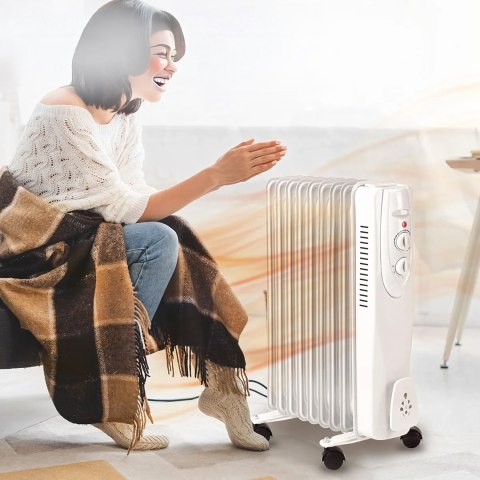 Grzejnik Olejowy Elektryczny Termostat Energooszczędny 1500W 7 Żebrowy Duży