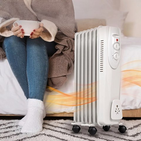 Grzejnik Olejowy Elektryczny Termostat Energooszczędny 1500W 7 Żebrowy Duży