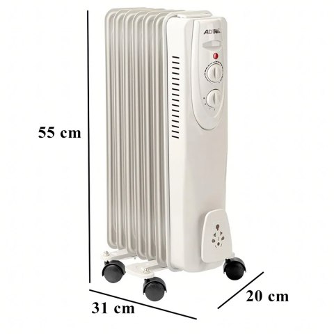 Grzejnik Olejowy Elektryczny Termostat Energooszczędny 1500W 7 Żebrowy Duży