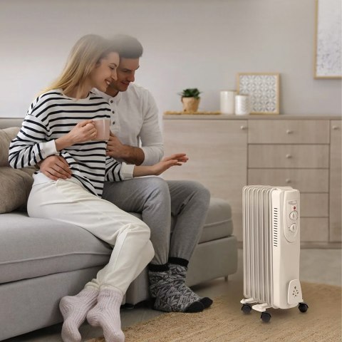 Grzejnik Olejowy Elektryczny Termostat Energooszczędny 1500W 7 Żebrowy Duży