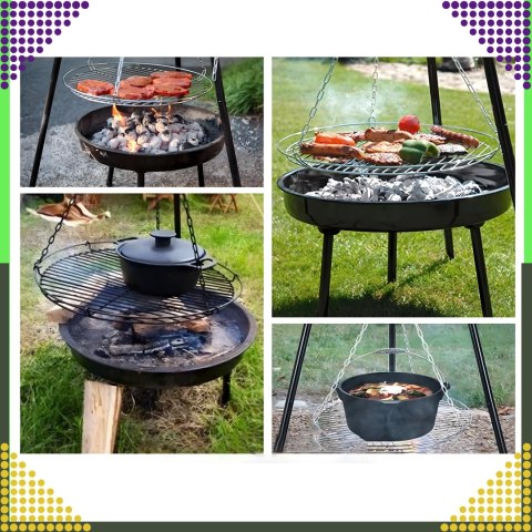 Palenisko Trójnóg Grill Ogniskowy Ogrodowy Wiszący Duży Ognisko Ruszt