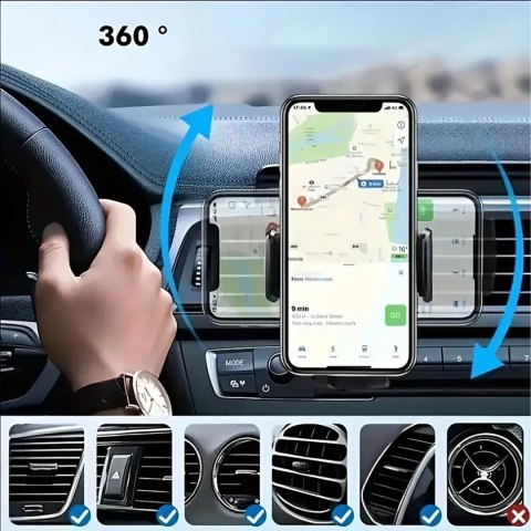 UCHWYT SAMOCHODOWY STABILNY DO KRATKI NA TELEFON KOKPIT SZYBE PEWNY ZESTAW