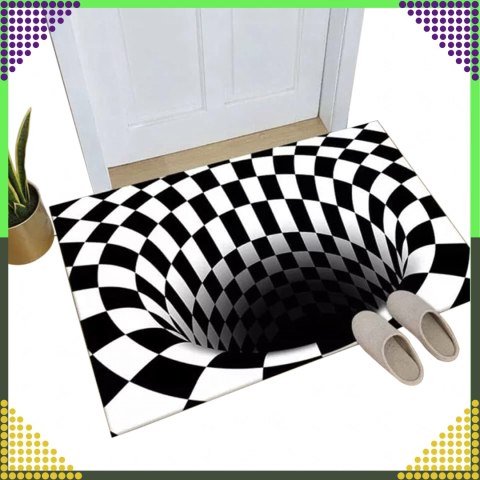 Chodnik Dywanik Mata Wycieraczka z Efektem 3D Iluzja Biała Dziura 60x40cm