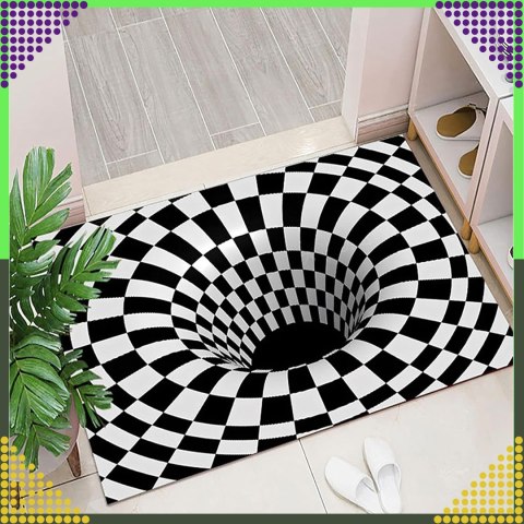 Chodnik Dywanik Mata Wycieraczka z Efektem 3D Iluzja Biała Dziura 60x40cm