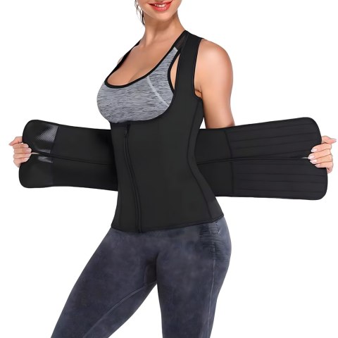 KAMIZELKA NEOPRENOWA FITNESS DAMSKA ODCHUDZAJĄCA SPORTOWA TRENINGOWA S