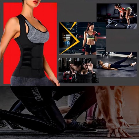 KAMIZELKA NEOPRENOWA FITNESS DAMSKA ODCHUDZAJĄCA SPORTOWA TRENINGOWA S