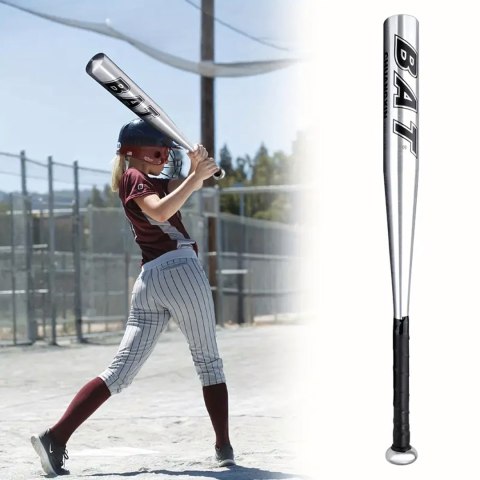 Kij Baseballowy Bejsbolowy Bat Aluminiowy 25" 64cm Mocny Treningowy Srebrny