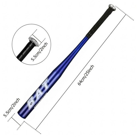 Kij Baseballowy Bejsbolowy Bat Aluminiowy 25" 64cm Treningowy Niebieski