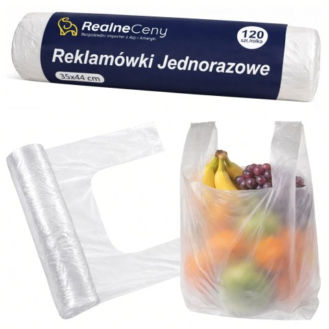 56 x Reklamówki Foliówki Zrywki Foliowe Jednorazowe 44x35cm Rolka 120szt Mocne