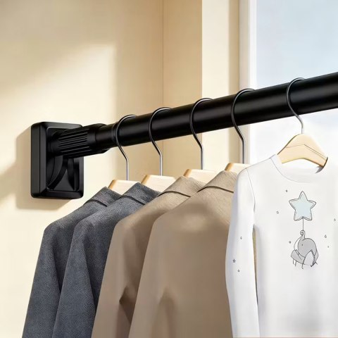 Karnisz Teleskopowy Wieszak na Ubranie Drążek Prysznicowy Rozporowy 115-255