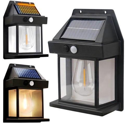 Lampa Solarna Led Latarnia Kinkiet Ogrodowy Elewacyjny z Czujnikiem Ruchu
