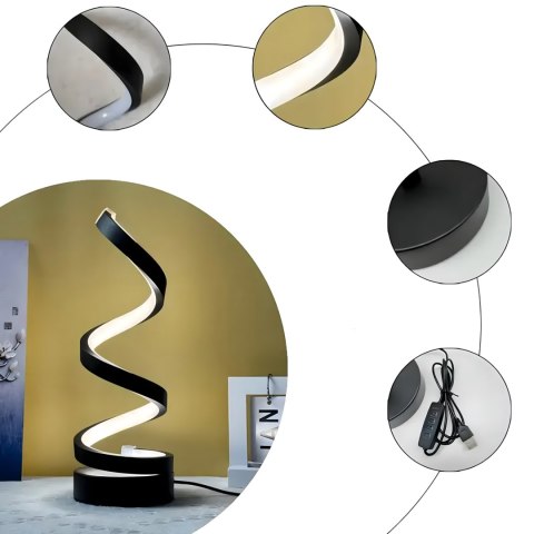 Led Spiralna Lampka Nocna Lampa Stołowa Oświetlenie Dekoracyjne do Sypialni