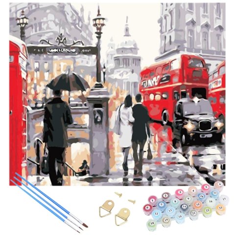 MALOWANIE PO NUMERACH OBRAZ Z RAMĄ DIY ZESTAW PĘDZLE FARBY PŁÓTNO 30x40