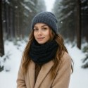 6x Komin Damski Szalik Szal Tuba Ciepły Zima Duży na Zimę Modny Czarny