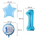 Balony na 1 Urodziny Roczek Chłopiec Zestaw 5 szt Gwiazdki Balon