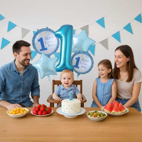 Balony na 1 Urodziny Roczek Chłopiec Zestaw 5 szt Gwiazdki Balon