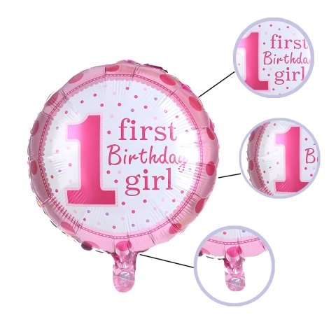 Balony na 1 Urodziny Roczek Dziewczynka Zestaw 5 szt Gwiazdki Balon
