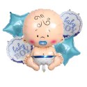 Balony na Baby Shower Bobas Chłopiec Baby Boy Zestaw 5 szt Gwiazdki Balon