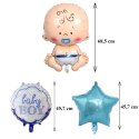 Balony na Baby Shower Bobas Chłopiec Baby Boy Zestaw 5 szt Gwiazdki Balon