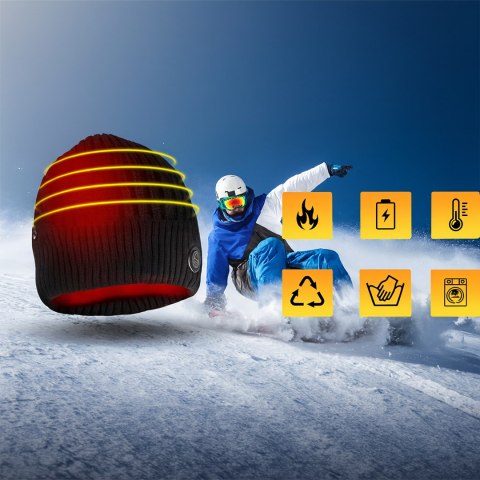Czapka Grzewcza Beanie Ogrzewana Zimowa Ciepła Elektryczna + Powerbank