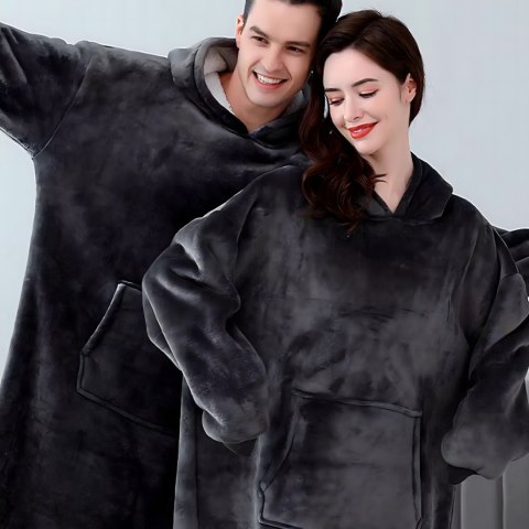 DUŻA BLUZA KOC KOCOBLUZA OVERSIZE GRUBA Z KAPTUREM SZLAFROK DAMSKA MĘSKA