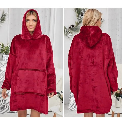 DUŻA BLUZA KOC KOCOBLUZA OVERSIZE GRUBA Z KAPTUREM SZLAFROK DAMSKA MĘSKA