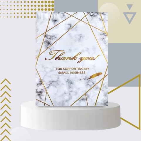 FOLIOPAKI KURIERSKIE MOCNE 255x370 ZŁOTY MARMUR THANK YOU 50szt
