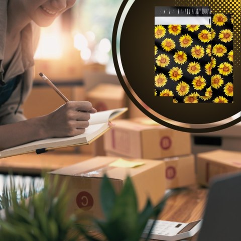 FOLIOPAKI KURIERSKIE MOCNE KOPERTY FOLIOWE 255x370 SŁONECZNIKI 50szt