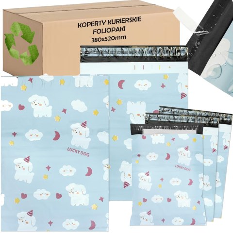 FOLIOPAKI KURIERSKIE MOCNE KOPERTY FOLIOWE 380X520 LUCKY DOG 50szt