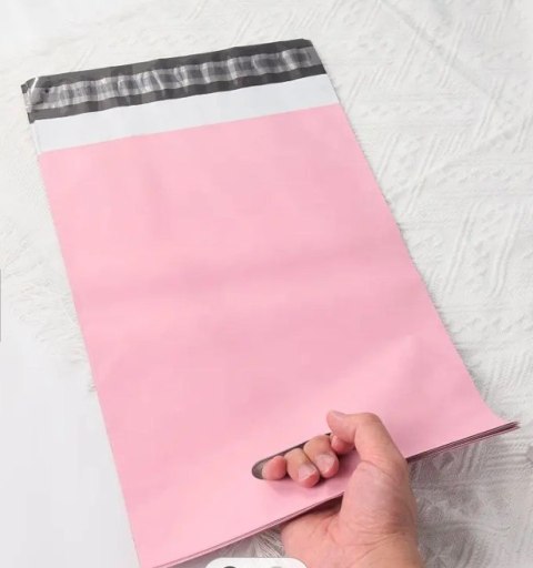 FOLIOPAKI KURIERSKIE RÓŻOWE Z RĄCZKĄ 260x350+70 50szt