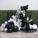 Girlanda Balonowa Zestaw Balonów na Urodziny Czarne Srebrne Białe 107 ele