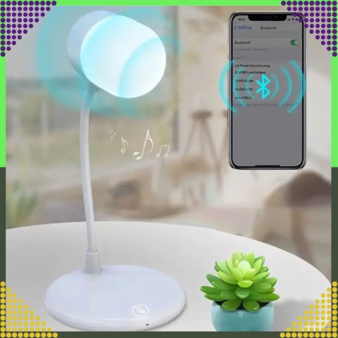 Lampka Biurkowa Nocna Ładowarka Indukcyjna Głośnik Bluetooth Szkolna Nauka