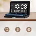 3w1 Zegar Budzik Cyfrowy Bezprzewodowa Ładowarka 15W Temperatura Lustro