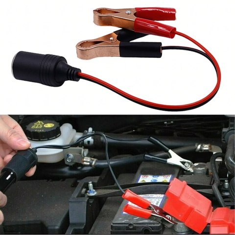 Adapter Przejściówka Gniazda Zapalniczki z Wyjściem na Krokodylki 12V 24V