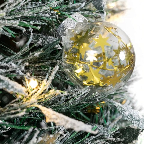 Choinka Świąteczna Udekorowana Ozdobna Gotowa Składana 180 cm Lampki Bombki