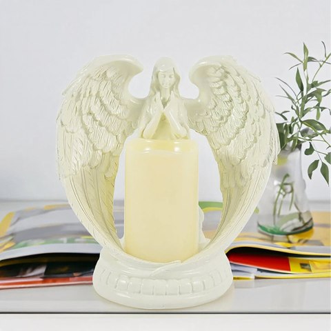 Figurka Dekoracyjna Świecznik Świeca Ozdoba Anioł Aniołek Led Święta Ogród 16cm