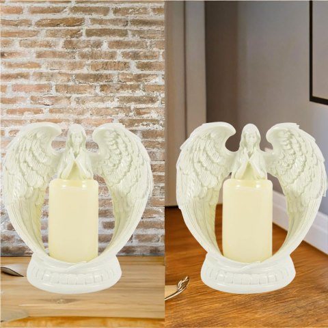 Figurka Dekoracyjna Świecznik Świeca Ozdoba Anioł Aniołek Led Święta Ogród 21cm