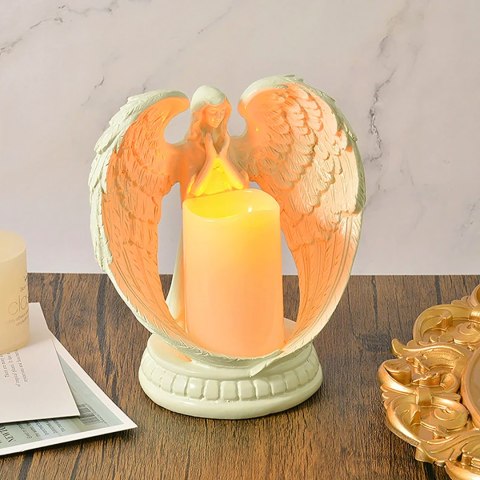 Figurka Dekoracyjna Świecznik Świeca Ozdoba Anioł Aniołek Led Święta Ogród 21cm