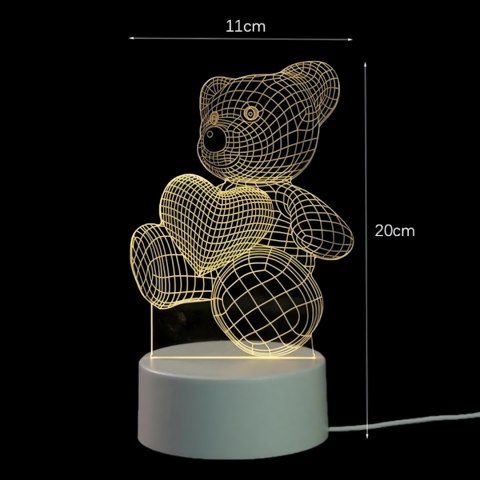 Lampka Nocna Prezent Miś 3D Illusion do Sypialni dla Dzieci Biurkowa USB