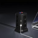 Listwa Zasilająca Stojąca Ochronna Odgromowa 12 Gniazd + 5 Portów Usb Reset