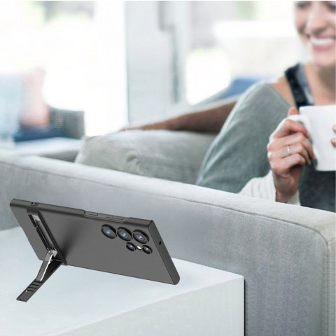 Plecki Etui Ochronne Cienkie z Podstawką do Samsung S24 Ultra Czarne