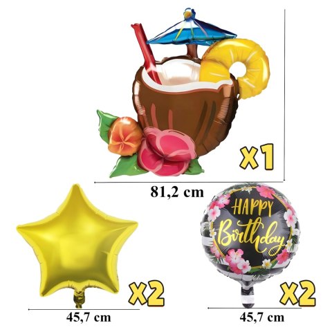 Zestaw Balonów Aloha Hawajskie na Urodziny Urodzinowe Przyjęcia 5 szt