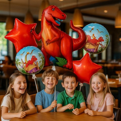 Zestaw Balonów Urodzinowych Dinozaur na Urodziny Urodzinowe Przyjęcia 5 szt