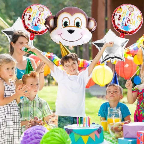 Zestaw Balonów Urodzinowych Małpka Zwierzęta na Urodziny Przyjęcia 5 szt
