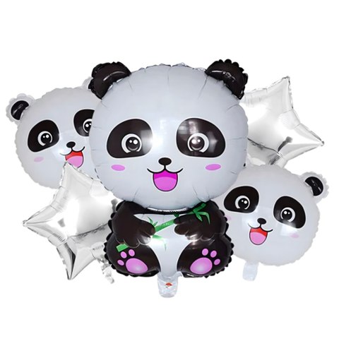 Zestaw Balonów Urodzinowych Panda Zwierzęta na Urodziny Przyjęcia 5 szt