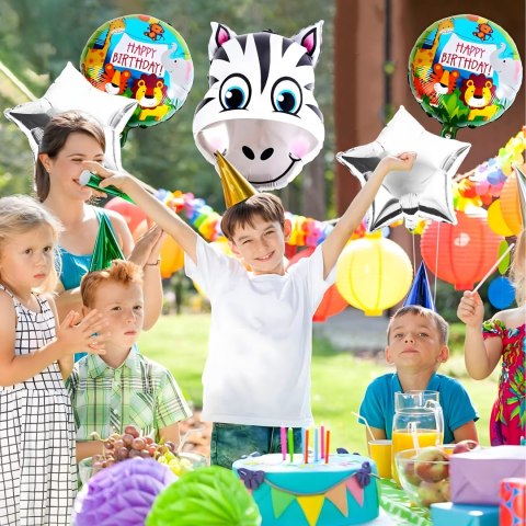 Zestaw Balonów Urodzinowych Żyrafa Zwierzęta na Urodziny Przyjęcia 5 szt