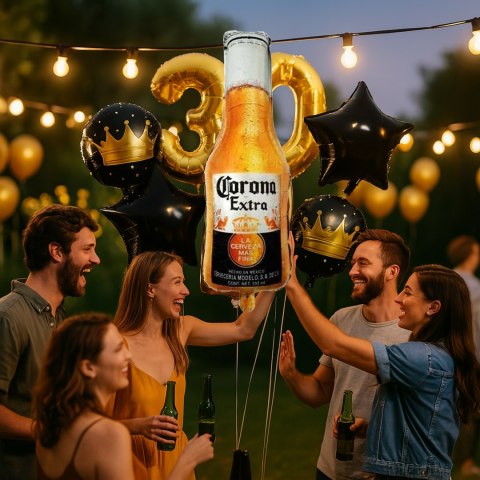 Zestaw Balonów Urodzinowych na Imprezę Butelka Piwa Corona Urodziny Prezent