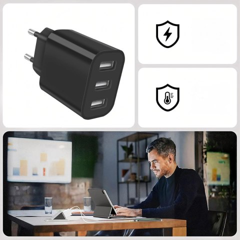 Mocna Kostka Ładowarka Sieciowa 3 x Usb Uniwerslana USB 3 Porty 5V 3.4A