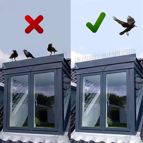 Paleta 2400 szt Metalowe Stalowe Nierdzewne Kolce na Ptaki Gołebie Wróble na Parapet Gzyms 50 cm