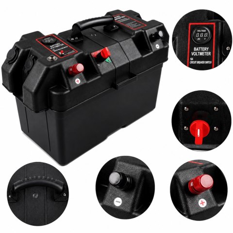 Pojemnik Skrzynka Akumulatorowa 12V Box na Akumulator z Woltomierzem 2x USB